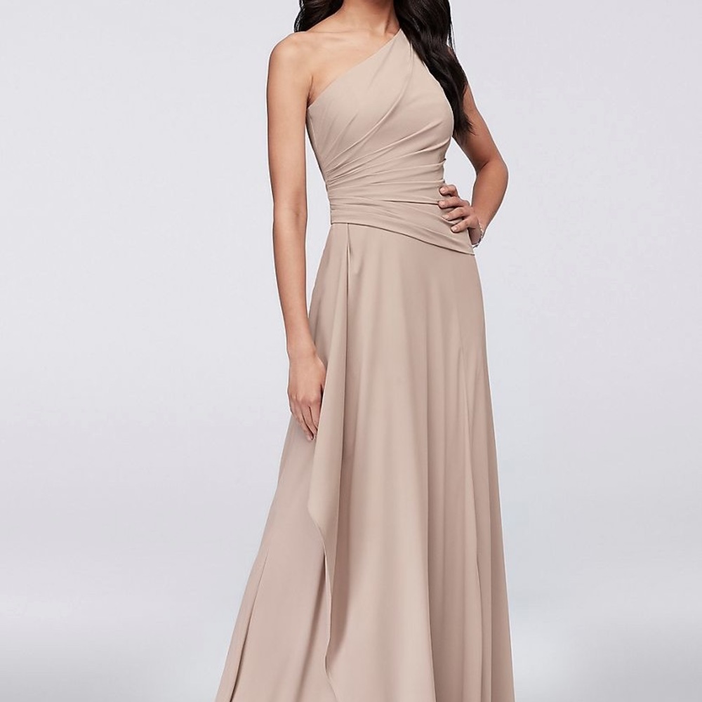 One-Shoulder Georgette Cascade Bridesmaid Dress